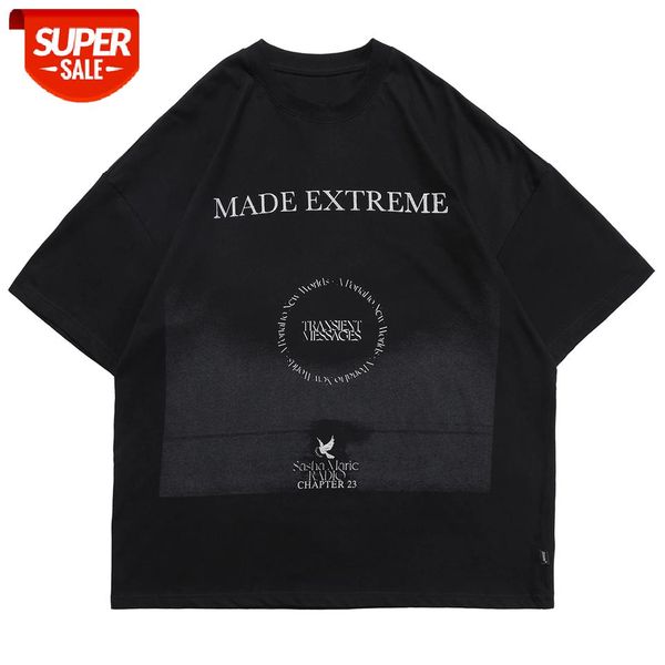 

vintage silent lake print hip hop tshirts mens streetwear 2021 summer cotton harajuku t-shirt loose short sleeve shirts black #1a0l, White;black