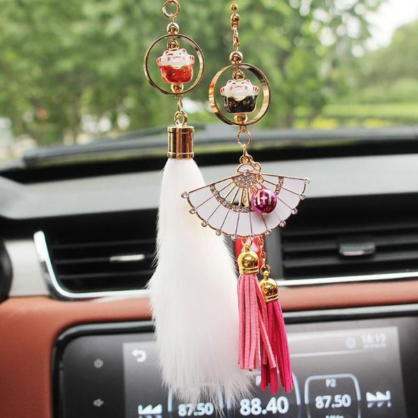 

interior decorations car pendant lucky cat auto rearview mirror decoration hanging ornament cute hairball automobiles decor accessories gift