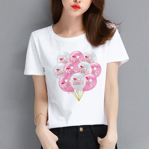 

2021 harajuku summer t shirt women fashion cute balloon graphic printing tshirt female streetwear new leisure white t-shirt