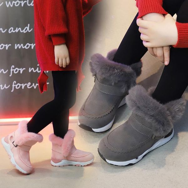 

boots 2021 ins fashion winter baby shoes size 26-36 children warm girls, Black;grey