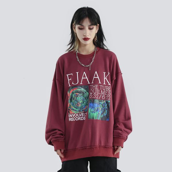 

2021 new astronaut print space elements fleece in white and black men loose fit streetwear women sweatshirt ba4d
