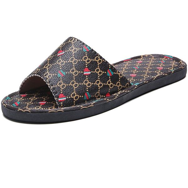 

slippers brand woman leather shoes fashion female flat sandals non-slip womens slides summer water ladies beach slipper, Black