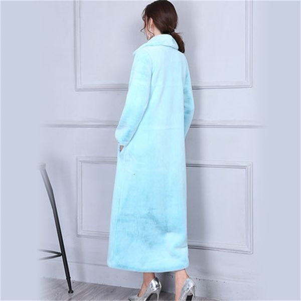 

long all-match woman sleeve over knee fur coat n74 mzcp, Black