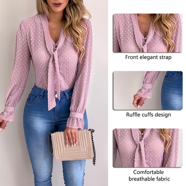

big code chiffon blouses women 2021 spring fashion long sleeve v-neck pink shirt office blouse slim casual female plus size, White
