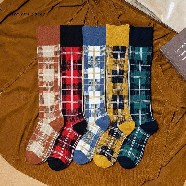 

socks & hosiery british style women cotton color knitting plaid harajuku fashion funny kawaii ladies soft happy classic girls sockings, Black;white
