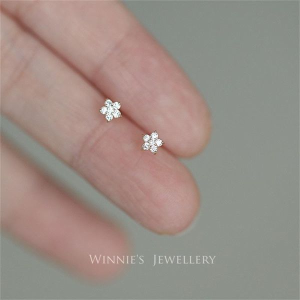 

stud fine 925 sterling silver 14k gold pavÃ© crystal five-pointed star earrings women simple fashion wedding jewelry gift, Golden;silver