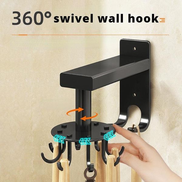 

hooks & rails 360 degrees swivel wall hook kitchen accessorizes aluminum 8 rotating hanging for bathroom office organizer