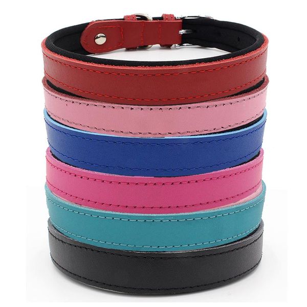 

3 sizes 6 colors dog collars soft leather diving cloth small medium dog puppy pet collars
