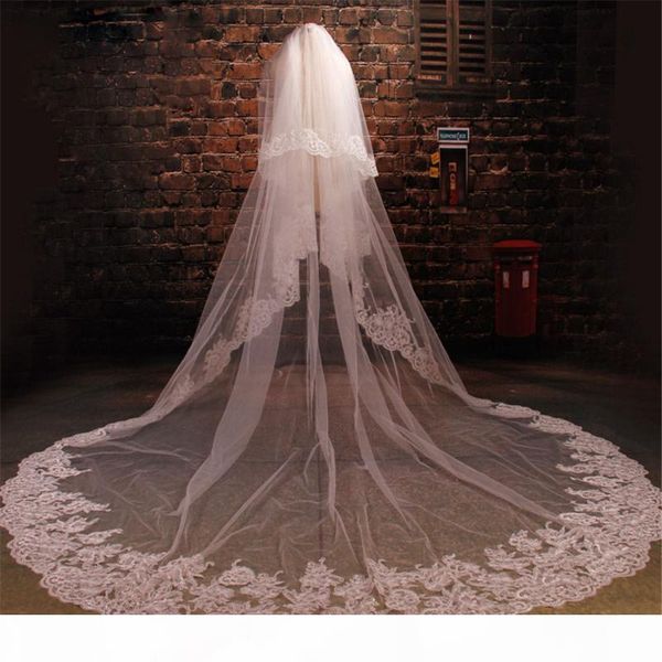 

lace edge white ivory cathedral wedding veil long bridal veil wedding accessories 3m 4m 5m