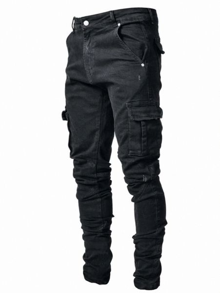 

romwe guys solid cargo jeans p3df#, Blue