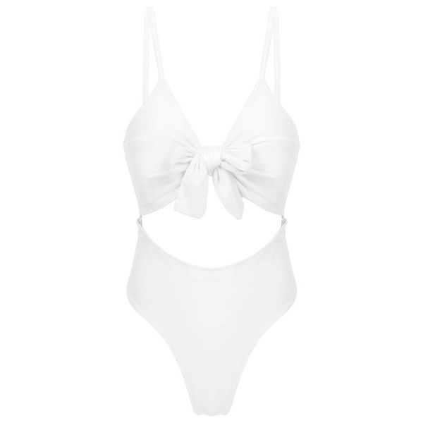 

1pcs women monokini swimsuit shoulder strap backless bowknot hollow out padded swimwear bathing suit beachwear bodysuits