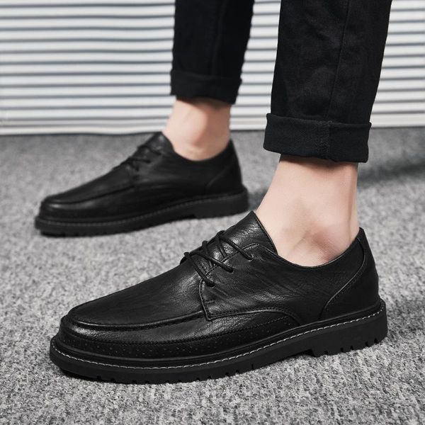 

dress shoes seasons undertakes business suits and recreational leather british wind single shoe male hand men's, Black