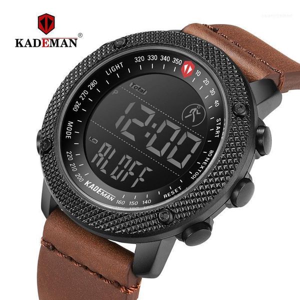 

wristwatches kademan fashion men's sports watch waterproof digital led leather outdoor relogio 6121g1, Slivery;brown