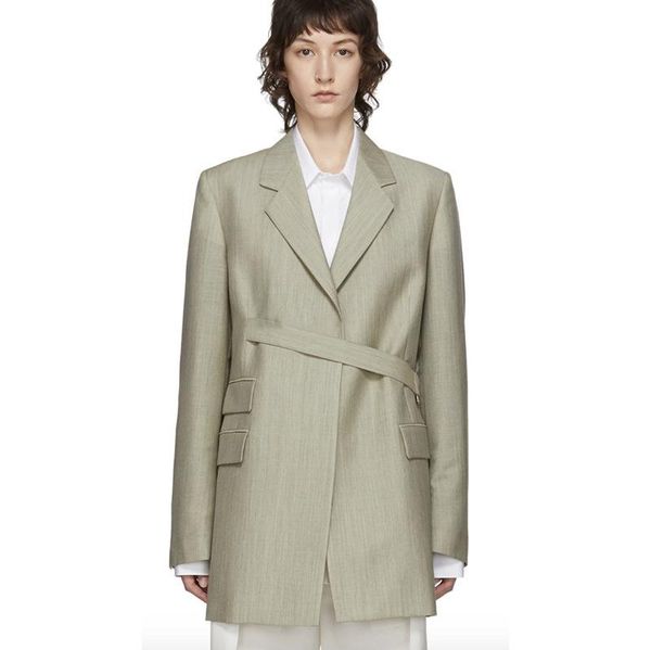 

women's suits & blazers british style causal blazer women lapel solid double breasted belt jacket olstyle suit coat, White;black