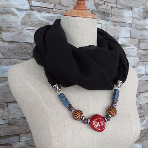 

scarves womens scarf cotton fashion pendent necklace neckerchief solid ethnic jewelry accessory scarfs warm shawl winter ladys wraps, Blue;gray