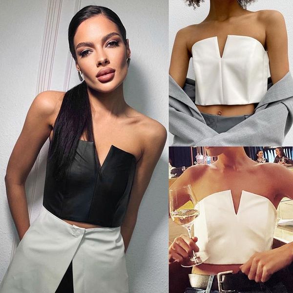

women's tanks & camis slit girl jump di solid color fashion wrap chest vest, White