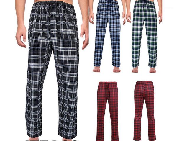 

men's loose sleep bottoms plaid flannel casual pants sleepwear underwear lounge pajama size -2xl, Black;brown