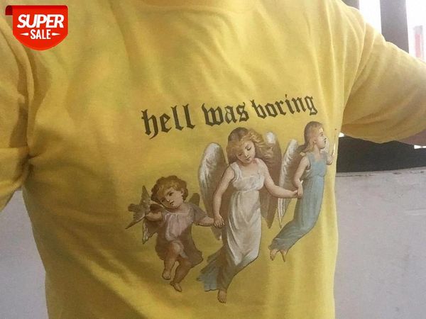 

sunfiz YF White Angel Fly Tees Hell Was Boring Letter Print Top Tee Women Tumblr Grunge Street Style T-Shirt #1t5D