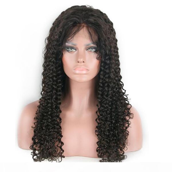 

brazilian afro kinky curly human hair wigs #1b natural black 130% swiss lace front wigs 10"-30" glueless wig for black women