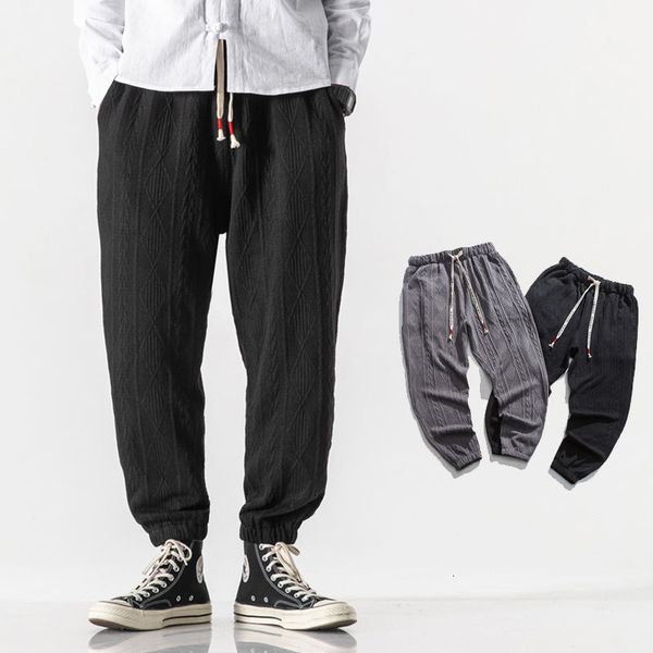 

2021 chinese streetwear vintage autumn winter new woollen men's harajuku straight fashion pants hip hop t9o7, Black