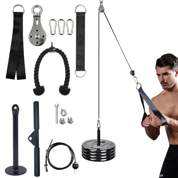 

accessories fitness diy gym pulley cable machine attachment system adjustable 2.5m workout arm biceps triceps hand training equipment