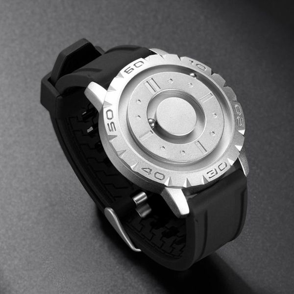 

wristwatches mens watches magnetic watch men quartz man stainless steel waterproof sport silicone relogio masculino, Slivery;brown