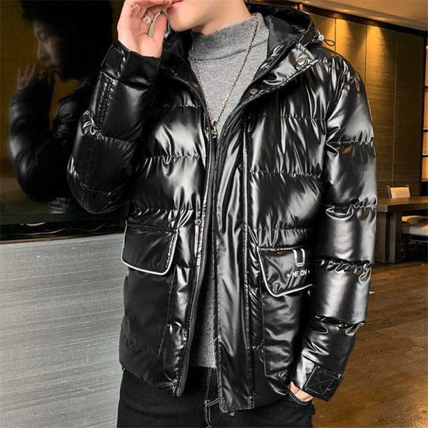 

men's white duck down hoodie, warm and thick, fashionable, new winter series, Black