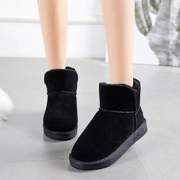 

women snow boots platform winter boots thick plush non slip ankle women 2019 winter shoes ladies black dark brown g1sa#