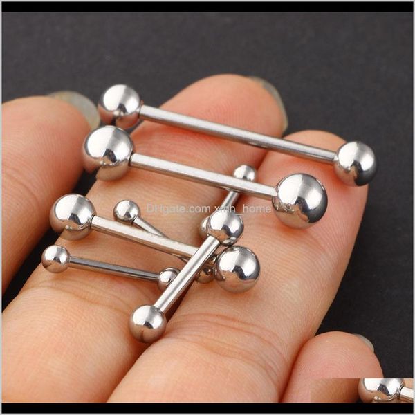 Dil Barbell Ring Paslanmaz Çelik Lot Karışım Boyutları Vücut Piercing Mücevher Halkası Moda