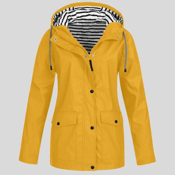 

women's trench coats women casual solid rain jacket outdoor plus size jackets ladies waterproof hooded raincoat windproofjacket full su, Tan;black