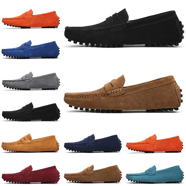 

2021 running shoes selling walking jogging casual fashion black light pink blue red gray orange green brown mens slip on lazy leather shoe