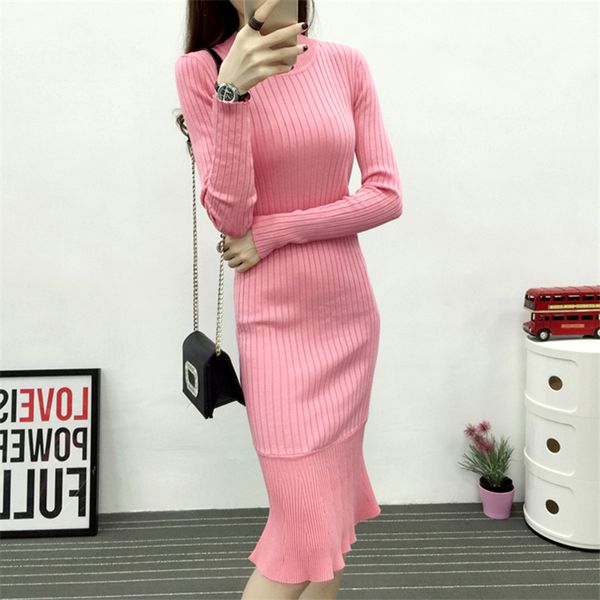 

2021 new women knitted autumn winter long sleeve mermaid sweater es slim bodycon sheath fish tail knit vestidos pp489 y0hz, Black;gray