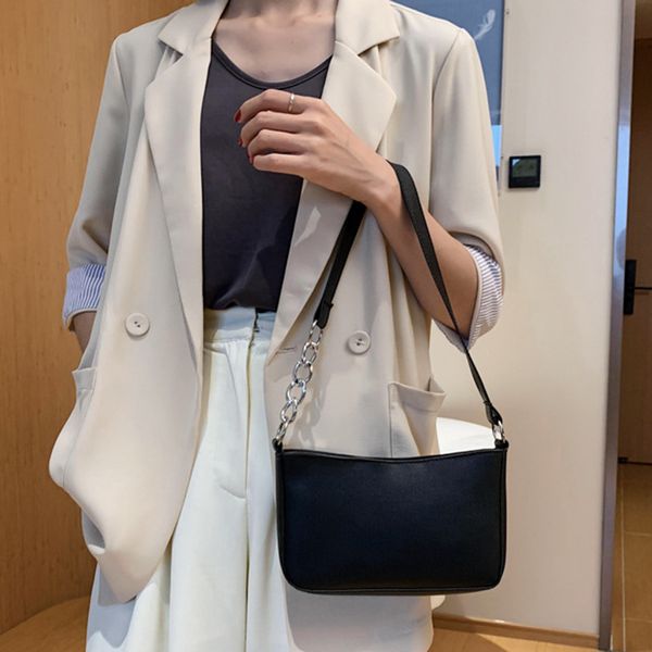 

chain black shoulder bags pu leather 2020 womens bag underarm flap female daily travel handbags womens ing