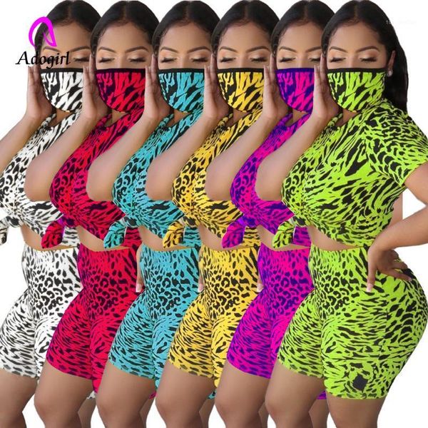 

two piece dress leopard sport women with mask set casual tee biker shorts jogger sweatpants suit tracksuit matching outfit1, White
