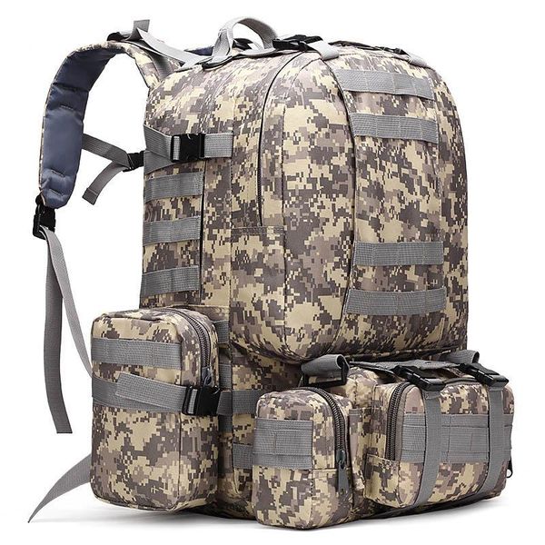 

backpack 4 in 1 millitary tactical 50l waterproof hiking camping rucksack men's outdoor equipment bag camouflage mochila