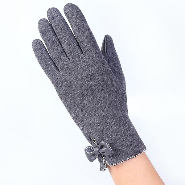 

fingerless gloves autumn and winter ladies bow decoration warm, Blue;gray