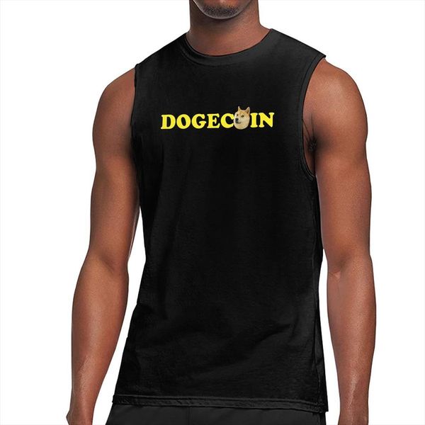 

bitcoin cryptocurrency art dogecoin mens essential bodybuilding muscle tank men gyms fitness workout sleeveless male shirt vest, White;black