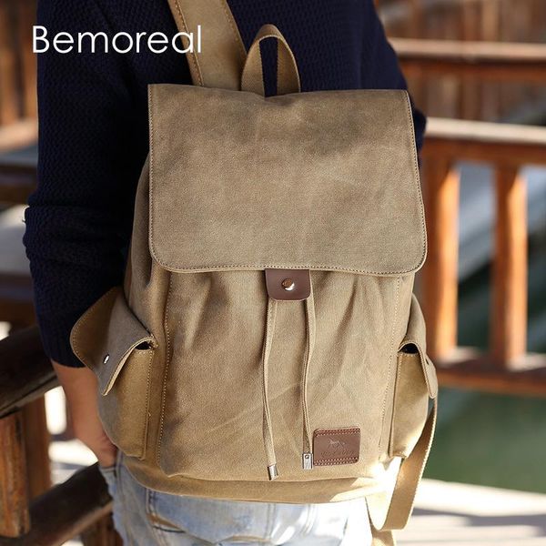 

backpack bemoreal backpacks men canvas high capacity student vintage college lapschool bag boy casual travel computer shoulder