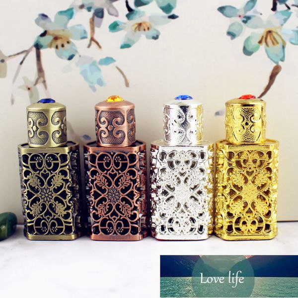 100 pçs / lote 3ml antiqued metal perfume garrafa real estilo árabe óleos essencial retro liga de vidro decoração de casamento