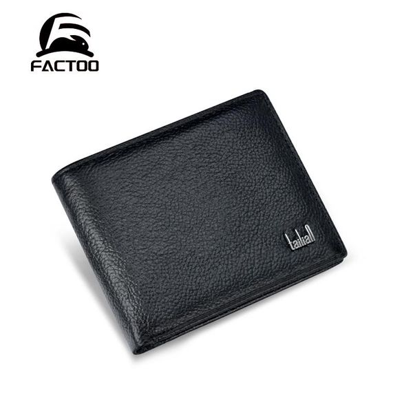 

factoo men's wallet card holder original cowhide fashion business genuine leather male zipper fold purse coin bag, Red;black