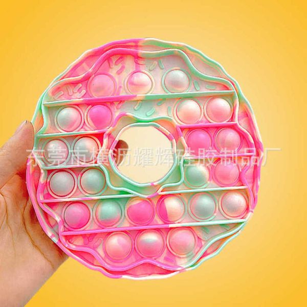 

rainbow doughnut shapes push bubble pioneer silicone decompression toys fidget pop finger pressing stress relief toy puzzle board game g64mm