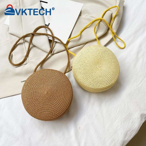 

shoulder bags casual handbags vintage women woven round bag beach vacation solid color msenger