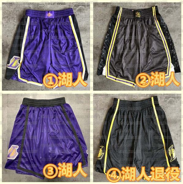 

mens 2021 team basketball shorts retro los angeles lakers stitched pocket shorts city 76er dallas mavericks sweatpants, Black