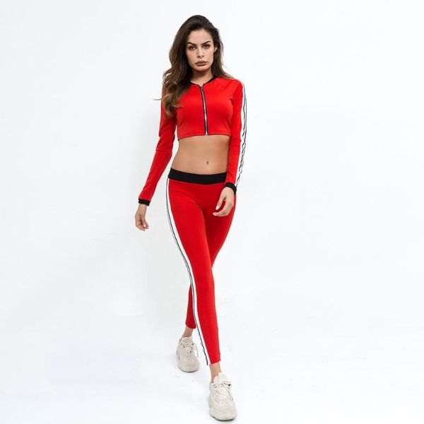 

women's tracksuits 2021 spring autumn long sleeve sportswear sweat suits womens zipper crop set with pant, Gray