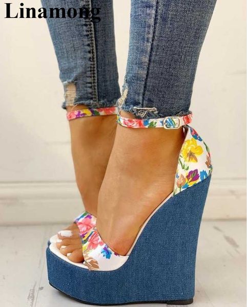 

dress shoes summer mixed color flower fashion women sandals cover heel wedges high andd platform sexy, Black