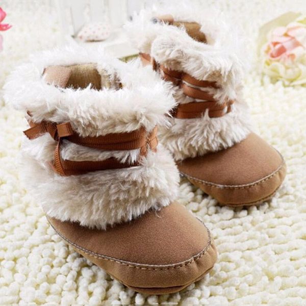 

first walkers princess kids baby girls bowknot snow warm boots soft crib shoes born infant toddler fleece