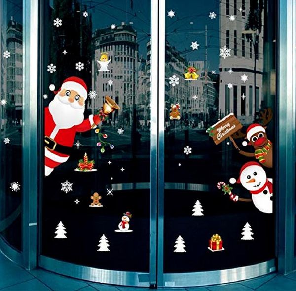 

window stickers christmas pvc static beautify home wall year glass santa claus elk
