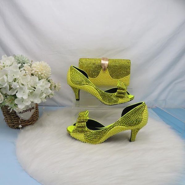 

dress shoes 2021 yellow crystal women's wedding with bag open toe high heels fashion and wallet, Black