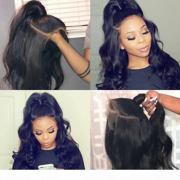 

ls hair 13x4 lace frontal human hair wigs brazilian body wave lace wig, Black