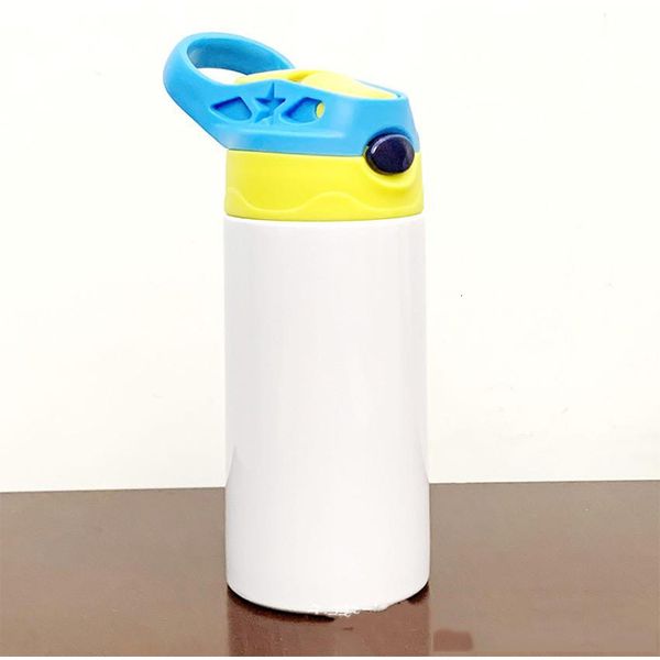 

2021 new 15pcs/lot 350ml diy sublimation sippy cup white blank water bottle with straw lid stainless steel double vacuum thermos tumblert 0r